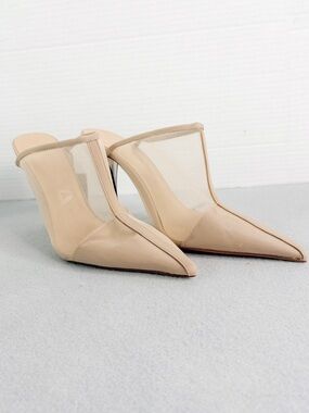 Zara Women's Size 8 Mesh Pointed Toe Party Evening Sandals Shoes Mule Slide Pump